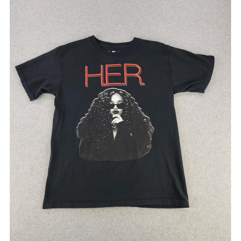H.E.R. T Shirt R&B Singer HER Music Black From Concert Tour CD Adult Size Medium